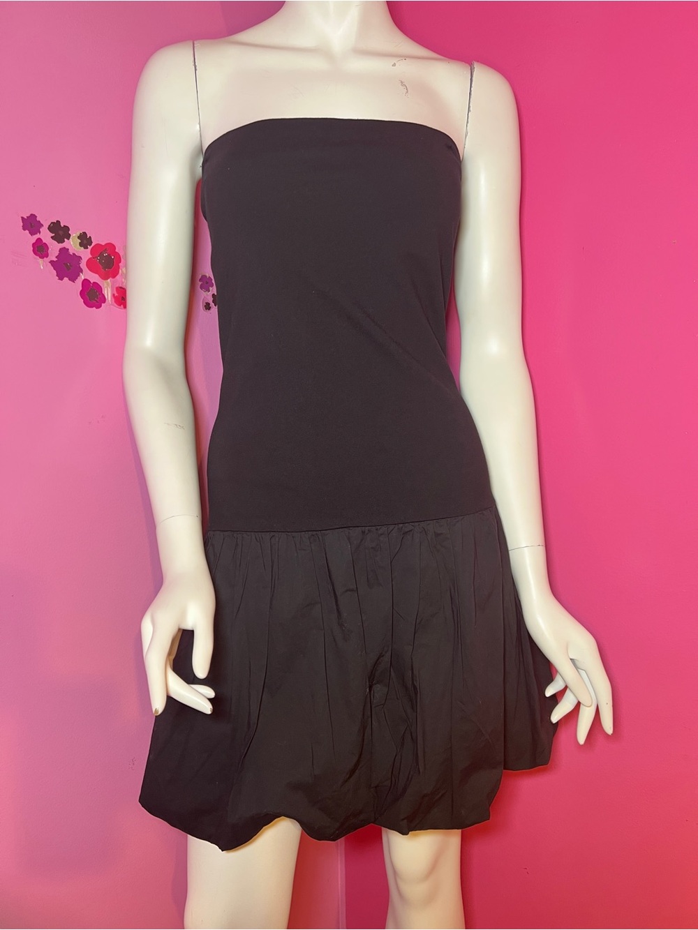 American Eagle Strapless Drop Waist Mini Bubble Dress black size xl